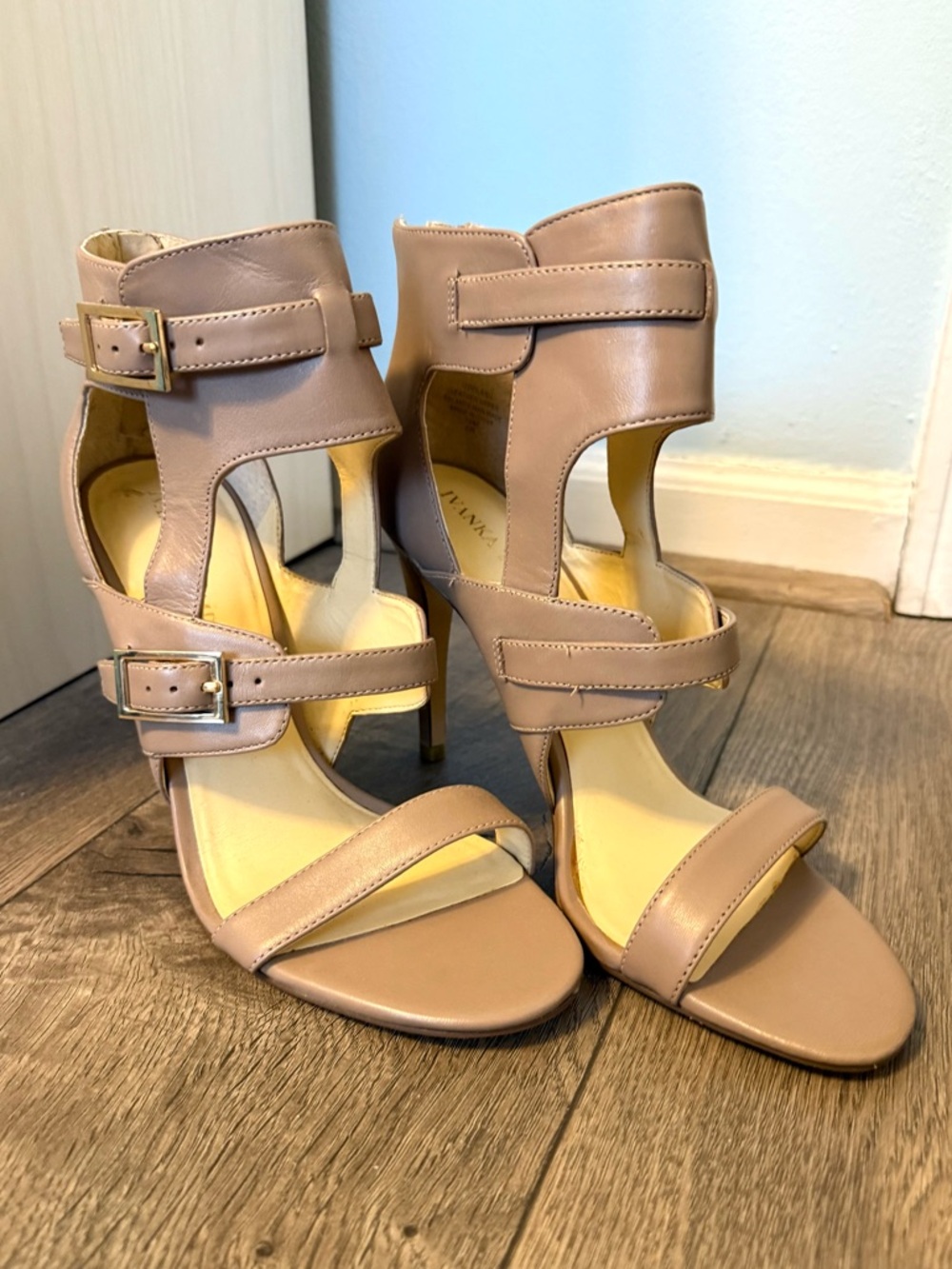 Women’s Strappy High Heel Sandals in Taupe